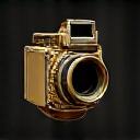 Golden video camera icon