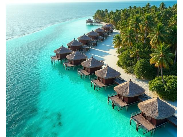 Overwater villas in a tropical paradise