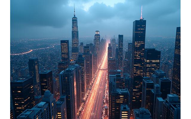 Skyscrapers of a global financial hub