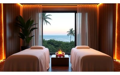 A couple enjoying a private spa treatment together