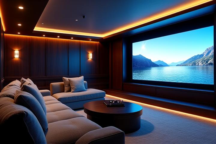 Luxurious cinema room on a superyacht